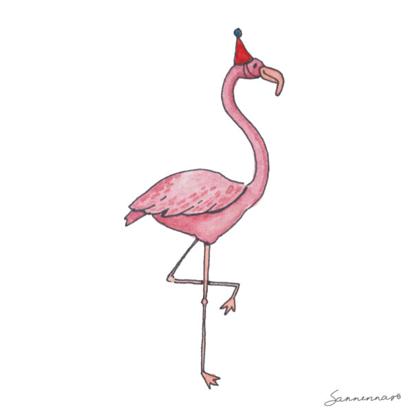 Flamingo - illustratie kaartje Rosie