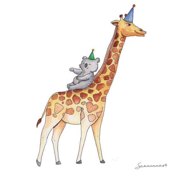Giraf & koala- illustratie kaartje Rosie